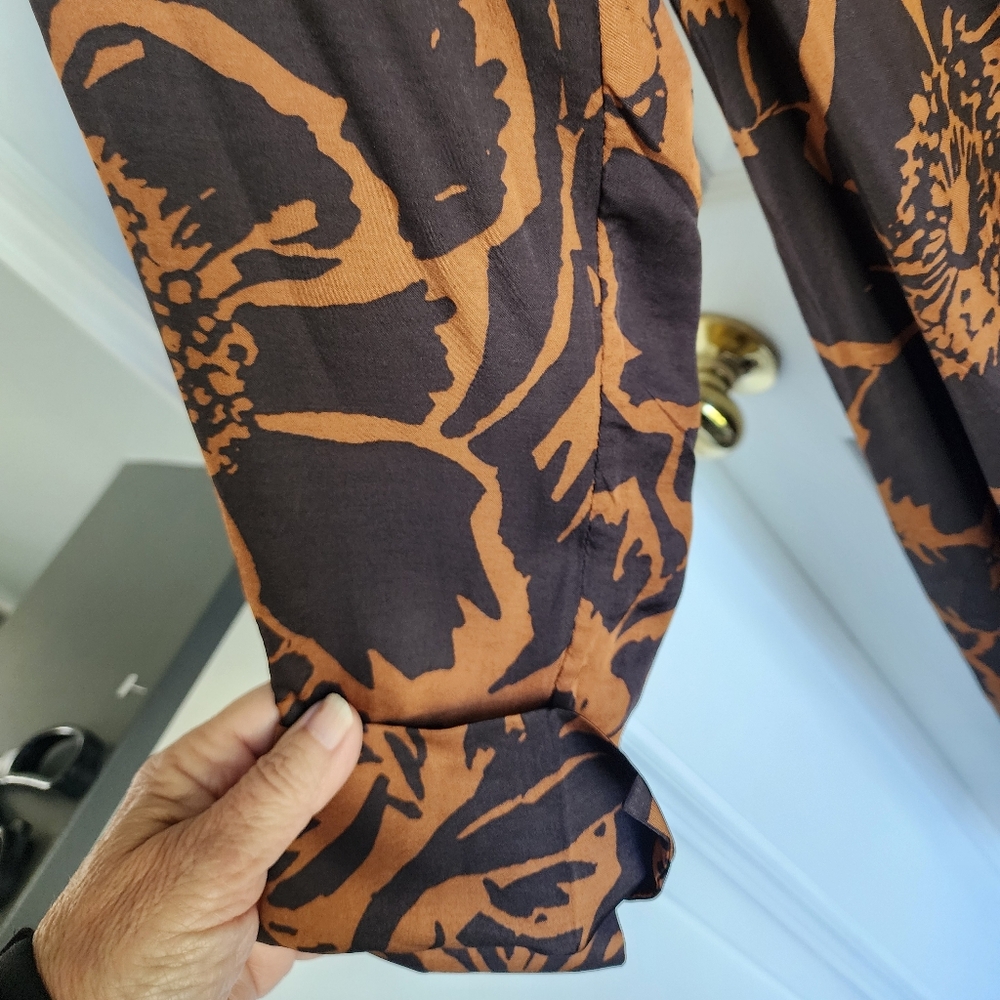 COS Black and Brown Floral Midi Shirt Dress - Picture 7 of 14